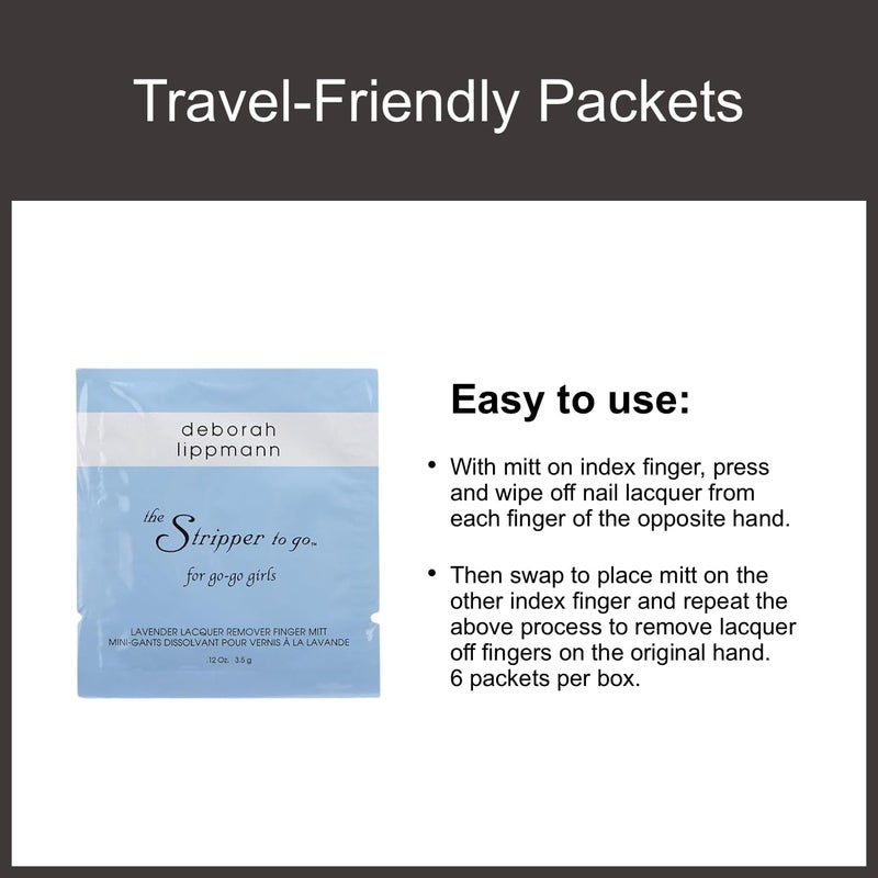 Deborah Lippmann The Stripper To Go Lavender Nail Polish Remover Mitts - 6 Travel-Friendly Packs - Image 5